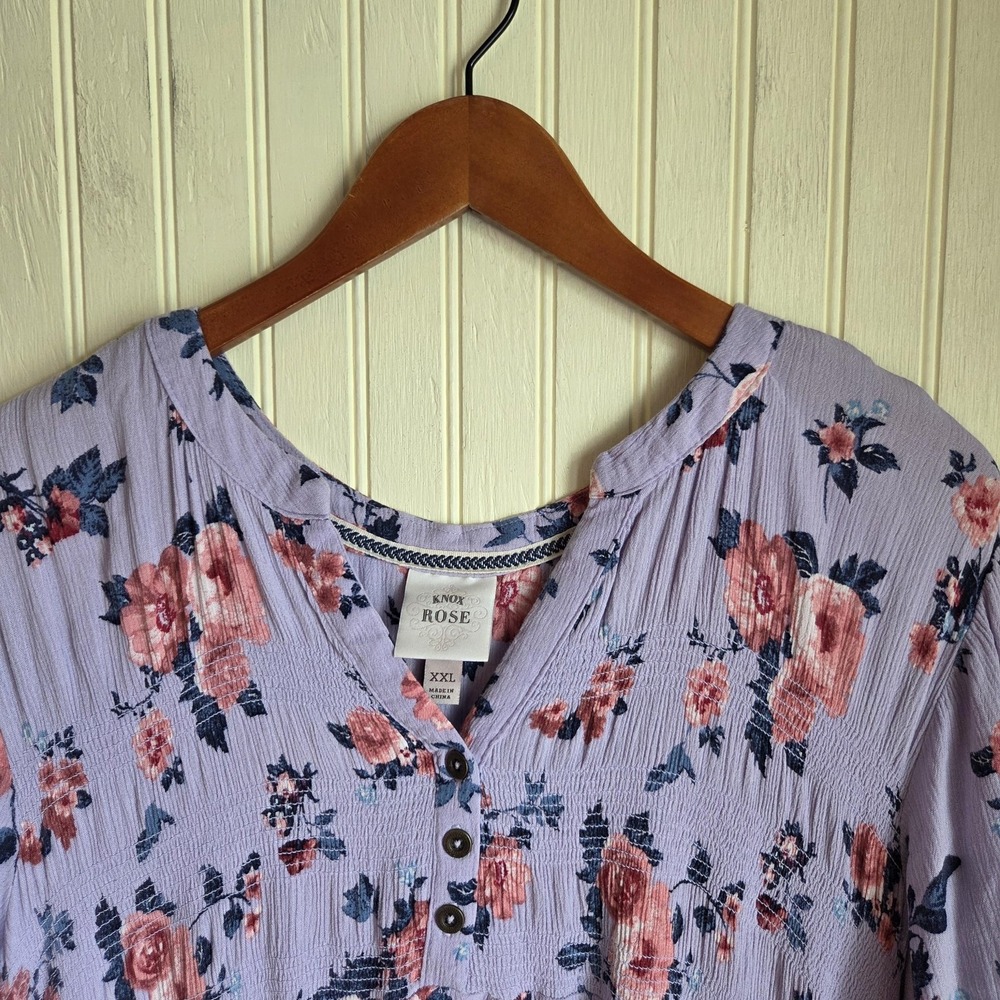 Knox Rose Lavender Floral Midi Dress with Pink Roses